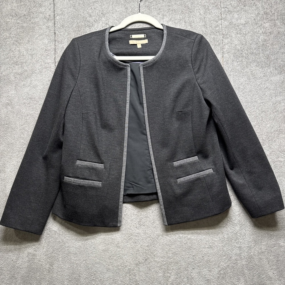 Talbots Lady Blazer Womens 10P Black Jacket Open Front Office Career Classic